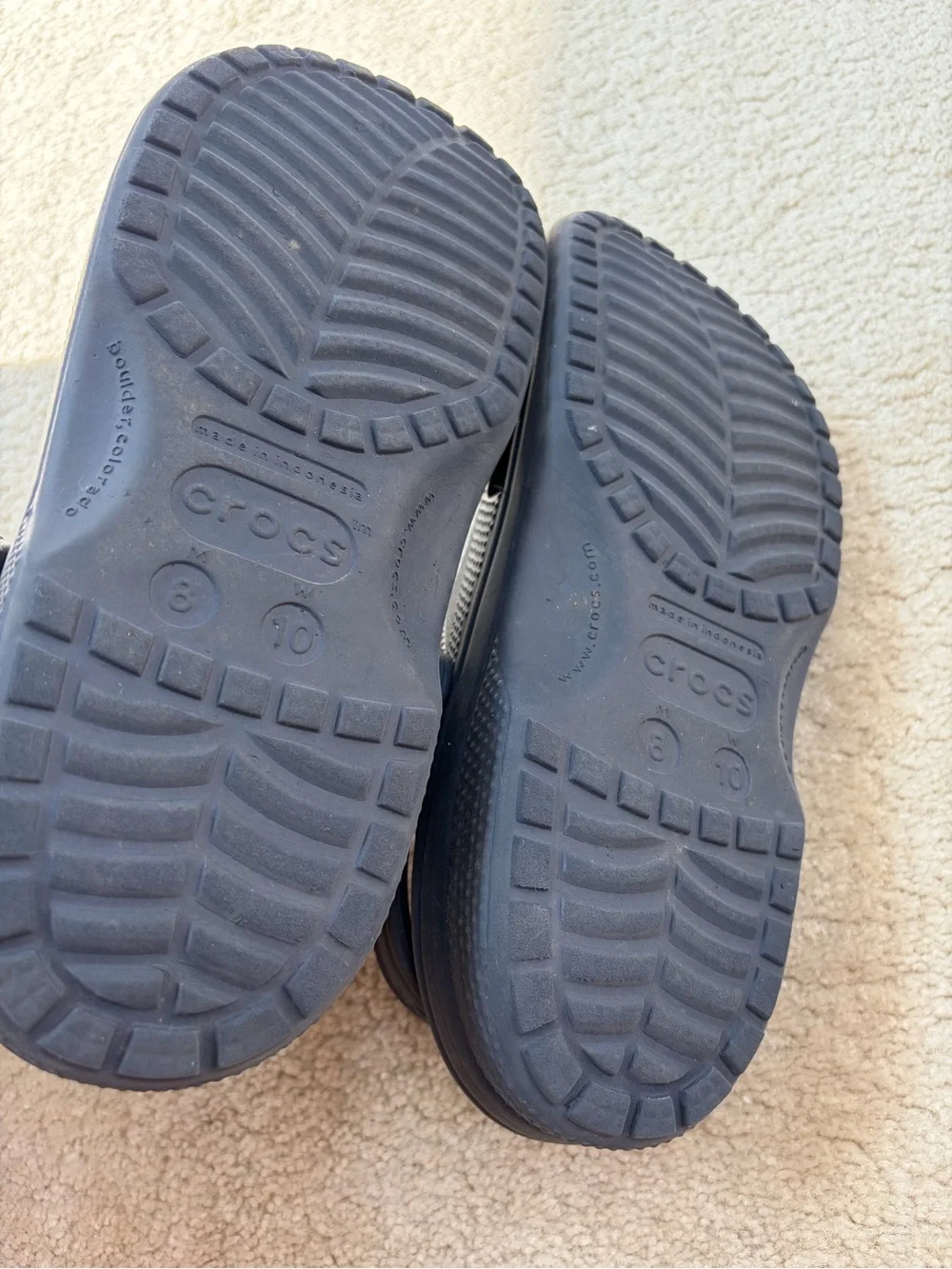 Crocs Size Men's 8, Women's 10 Navy Blue Clogs Sandals Outdoor Slip On